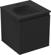 Mexen Rivel meuble de salle de bain 45 cm avec lavabo Vela, 1 tiroir, rainuré, noir mat - 91A20-04547-1-BF71-W23M71