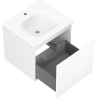 Mexen Rivel meuble de salle de bain 50 cm avec lavabo Vela, 1 tiroir, cannelé, blanc mat - 91A20-05047-1-BF01-W23M01