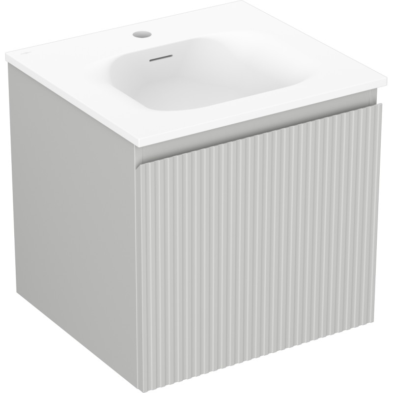 Mexen Rivel armoire de salle de bains 50 cm avec lavabo Vela, 1 tiroir, rainuré, gris mat/blanc mat - 91A20-05047-1-BF62-W23M01