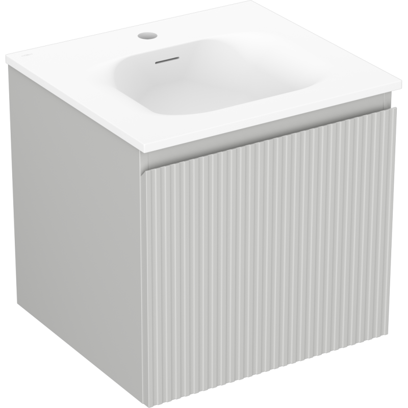 Mexen Rivel meuble de salle de bain 50 cm avec lavabo Vela, 1 tiroir, rainuré, gris mat/blanc mat - 91A20-05047-1-BF62-W23M01