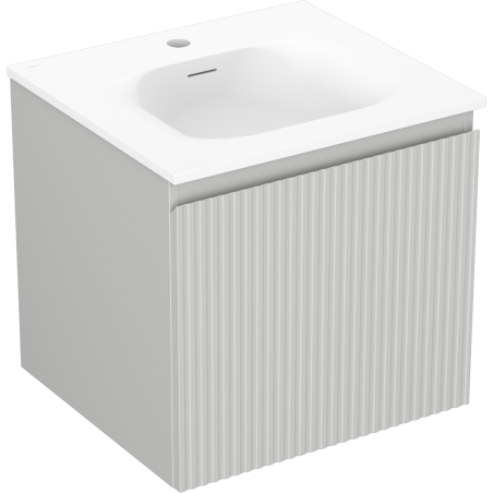 Mexen Rivel meuble de salle de bain 50 cm avec lavabo Vela, 1 tiroir, rainuré, gris mat/blanc mat - 91A20-05047-1-BF62-W23M01