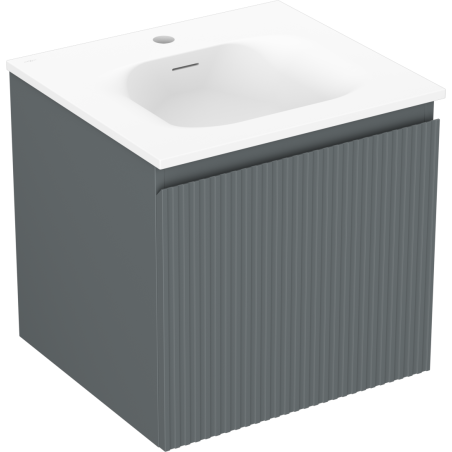 Mexen Rivel armoire de salle de bain 50 cm avec lavabo Vela, 1 tiroir, cannelée, graphite mat/blanc mat
