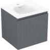 Mexen Rivel armoire de salle de bain 50 cm avec lavabo Vela, 1 tiroir, cannelée, graphite mat/blanc mat