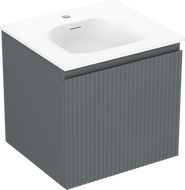 Mexen Rivel armoire de salle de bain 50 cm avec lavabo Vela, 1 tiroir, cannelée, graphite mat/blanc mat