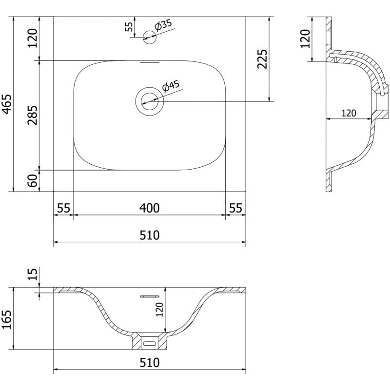Mexen Rivel armoire de salle de bain 50 cm avec lavabo Vela, 1 tiroir, cannelée, graphite mat/blanc mat