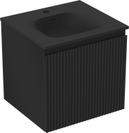 Mexen Rivel meuble de salle de bain 50 cm avec lavabo Vela, 1 tiroir, rainuré, noir mat - 91A20-05047-1-BF71-W23M71