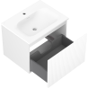 Mexen Rivel meuble de salle de bain 60 cm avec lavabo Vela, 1 tiroir, rainuré, blanc mat - 91A20-06047-1-BF01-W23M01