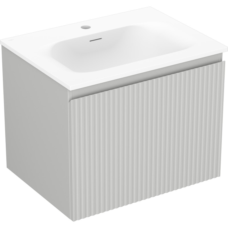 Mexen Rivel armoire de salle de bain 60 cm avec lavabo Vela, 1 tiroir, rainuré, gris mat/blanc mat - 91A20-06047-1-BF62-W23M01