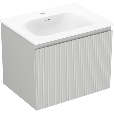 Mexen Rivel meuble de salle de bain 60 cm avec lavabo Vela, 1 tiroir, rainuré, gris mat/blanc mat - 91A20-06047-1-BF62-W23M01