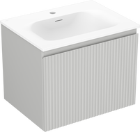 Mexen Rivel armoire de salle de bain 60 cm avec lavabo Vela, 1 tiroir, rainuré, gris mat/blanc mat - 91A20-06047-1-BF62-W23M01