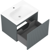 Mexen Rivel armoire de salle de bain 60 cm avec lavabo Vela, 1 tiroir, rainuré, graphite mat/blanc mat