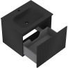 Mexen Rivel meuble de salle de bain 60 cm avec lavabo Vela, 1 tiroir, rainuré, noir mat - 91A20-06047-1-BF71-W23M71