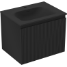 Mexen Rivel meuble de salle de bain 60 cm avec lavabo Vela, 1 tiroir, rainuré, noir mat - 91A20-06047-1-BF71-W23M71