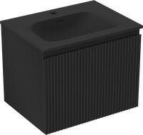 Mexen Rivel meuble de salle de bain 60 cm avec lavabo Vela, 1 tiroir, rainuré, noir mat - 91A20-06047-1-BF71-W23M71