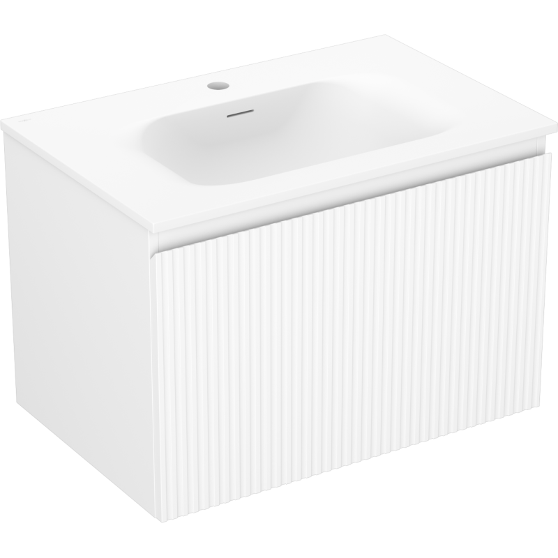 Mexen Rivel armoire de salle de bains 70 cm avec lavabo Vela, 1 tiroir, rainurée, blanc mat - 91A20-07047-1-BF01-W23M01