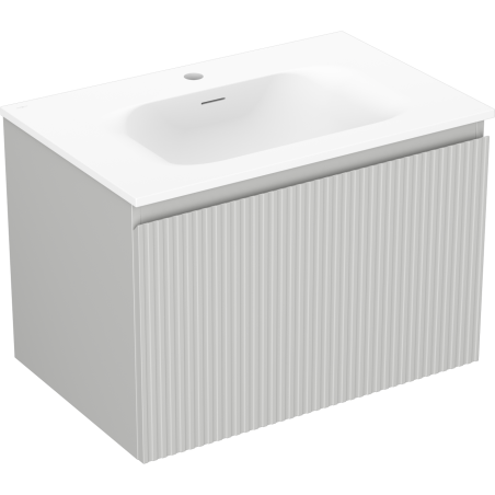Mexen Rivel armoire de salle de bain 70 cm avec lavabo Vela, 1 tiroir, cannelé, gris mat/blanc mat - 91A20-07047-1-BF62-W23M01