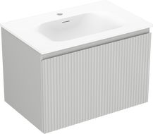 Mexen Rivel armoire de salle de bain 70 cm avec lavabo Vela, 1 tiroir, cannelé, gris mat/blanc mat - 91A20-07047-1-BF62-W23M01