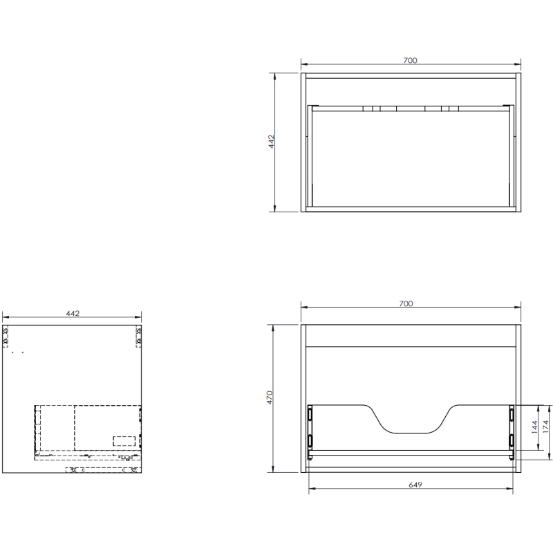 Mexen Rivel armoire de salle de bain 70 cm avec lavabo Vela, 1 tiroir, rainuré, gris mat/blanc mat - 91A20-07047-1-BF62-W23M01