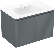 Mexen Rivel meuble de salle de bain 70 cm avec lavabo Vela, 1 tiroir, nervuré, graphite mat/blanc mat
