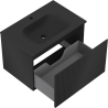 Mexen Rivel meuble salle de bain 70 cm avec lavabo Vela, 1 tiroir, rainuré, noir mat - 91A20-07047-1-BF71-W23M71