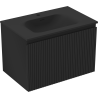 Mexen Rivel meuble salle de bain 70 cm avec lavabo Vela, 1 tiroir, rainuré, noir mat - 91A20-07047-1-BF71-W23M71