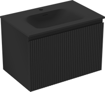 Mexen Rivel meuble salle de bain 70 cm avec lavabo Vela, 1 tiroir, rainuré, noir mat - 91A20-07047-1-BF71-W23M71