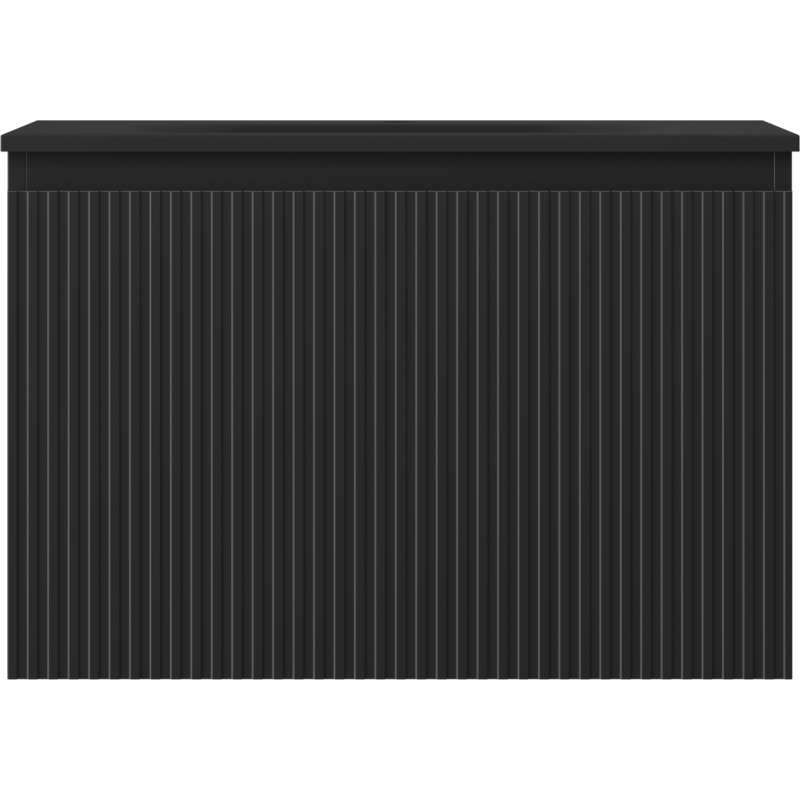 Mexen Rivel armoire de salle de bains 70 cm avec lavabo Vela, 1 tiroir, cannelé, noir mat - 91A20-07047-1-BF71-W23M71