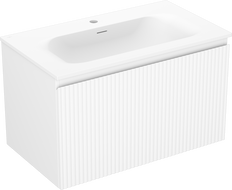 Mexen Rivel armoire de salle de bain 80 cm avec lavabo Vela, 1 tiroir, rainuré, blanc mat - 91A20-08047-1-BF01-W23M01