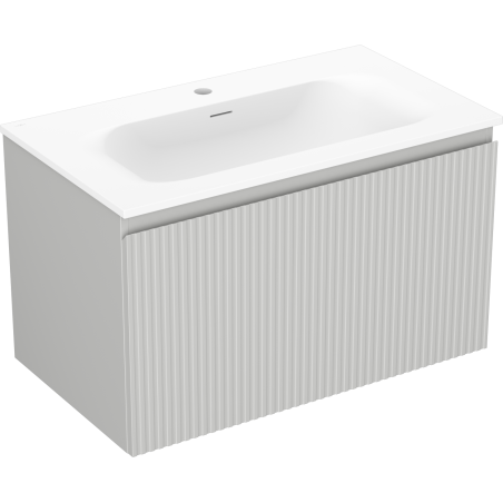 Mexen Rivel meuble de salle de bains 80 cm avec lavabo Vela, 1 tiroir, rainuré, gris mat/blanc mat - 91A20-08047-1-BF62-W23M01
