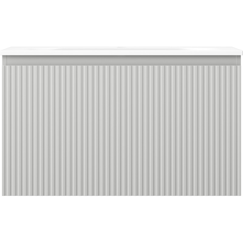 Mexen Rivel meuble de salle de bain 80 cm avec lavabo Vela, 1 tiroir, rainuré, gris mat/blanc mat - 91A20-08047-1-BF62-W23M01