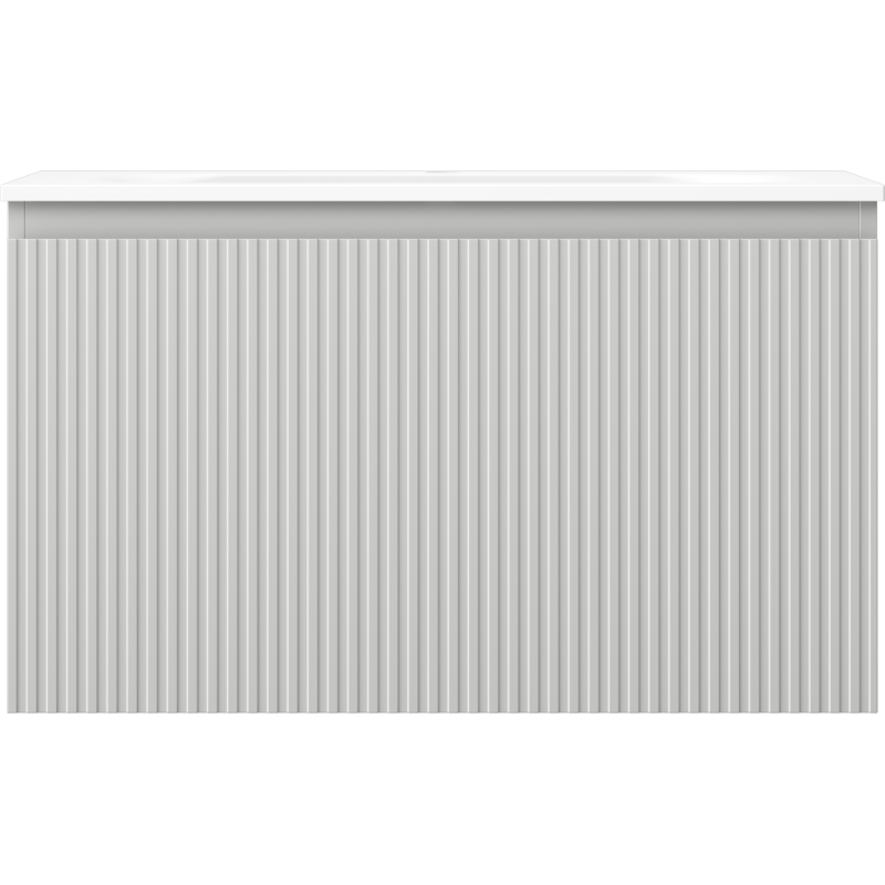 Mexen Rivel meuble de salle de bains 80 cm avec lavabo Vela, 1 tiroir, rainuré, gris mat/blanc mat - 91A20-08047-1-BF62-W23M01