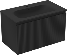 Mexen Rivel meuble de salle de bain 80 cm avec lavabo Vela, 1 tiroir, rainuré, noir mat - 91A20-08047-1-BF71-W23M71