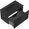 Mexen Rivel meuble de salle de bain 80 cm avec lavabo Vela, 1 tiroir, rainuré, noir mat - 91A20-08047-1-BF71-W23M71