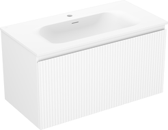 Mexen Rivel meuble de salle de bain 90 cm avec lavabo Vela, 1 tiroir, rainuré, blanc mat - 91A20-09047-1-BF01-W23M01