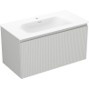 Mexen Rivel armoire de salle de bain 90 cm avec lavabo Vela, 1 tiroir, rainuré, gris mat/blanc mat - 91A20-09047-1-BF62-W23M01