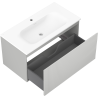 Mexen Rivel meuble de salle de bain 90 cm avec lavabo Vela, 1 tiroir, rainuré, gris mat/blanc mat - 91A20-09047-1-BF62-W23M01
