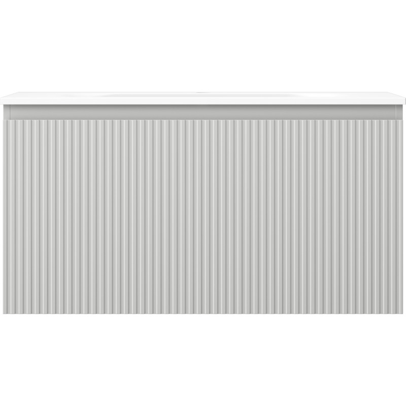 Mexen Rivel armoire de salle de bain 90 cm avec lavabo Vela, 1 tiroir, rainuré, gris mat/blanc mat - 91A20-09047-1-BF62-W23M01