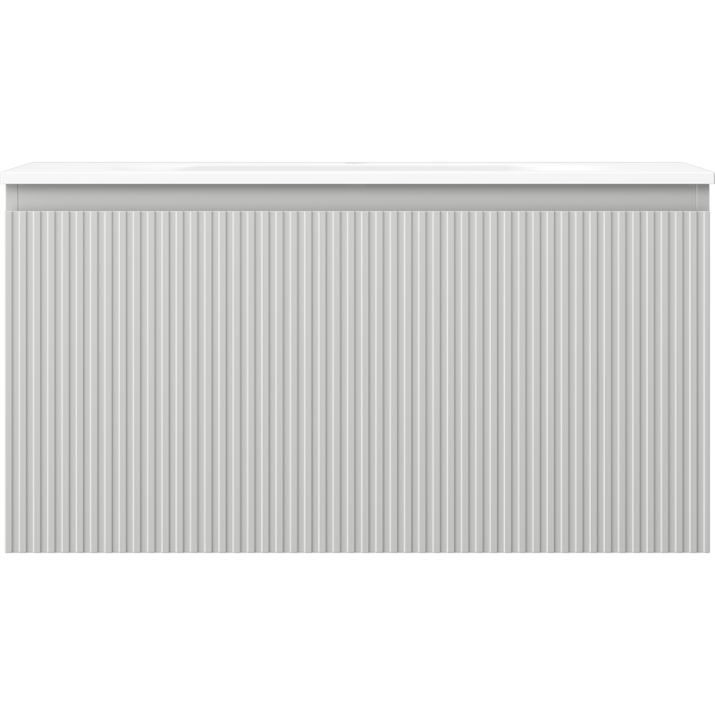 Mexen Rivel armoire de salle de bain 90 cm avec lavabo Vela, 1 tiroir, rainurée, gris mat/blanc mat - 91A20-09047-1-BF62-W23M01