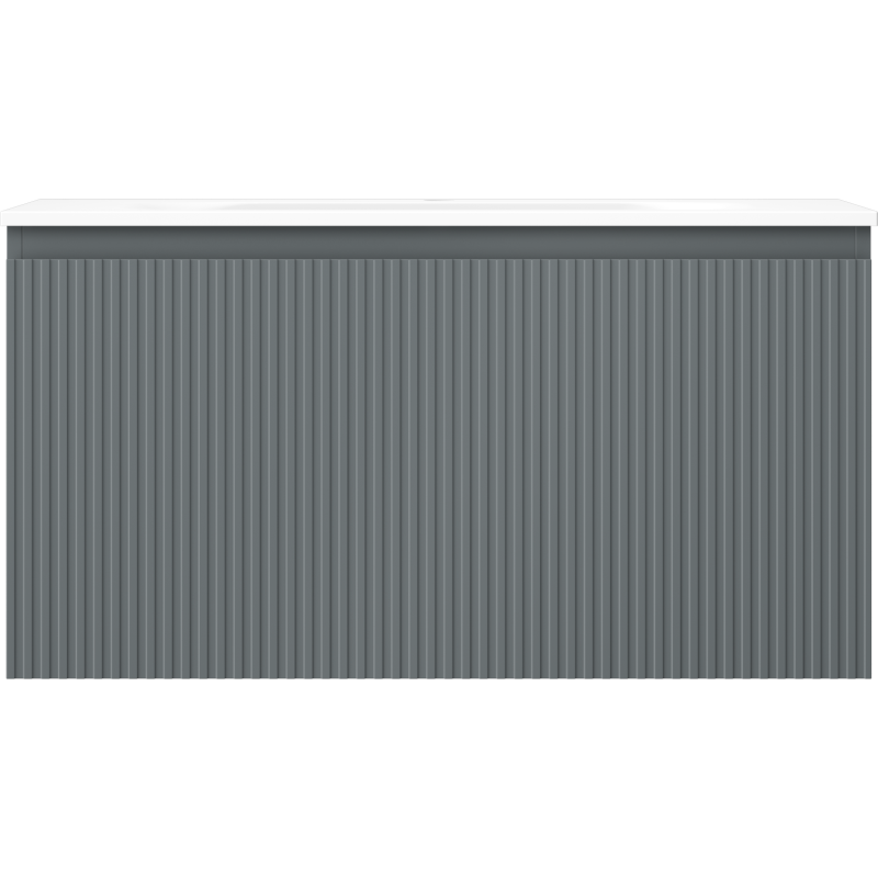 Mexen Rivel meuble de salle de bain 90 cm avec lavabo Vela, 1 tiroir, rainuré, graphite mat/blanc mat