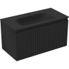 Mexen Rivel meuble de salle de bain 90 cm avec lavabo Vela, 1 tiroir, rainuré, noir mat - 91A20-09047-1-BF71-W23M71