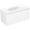 Mexen Rivel meuble de salle de bains 100 cm avec lavabo Vela, 1 tiroir, rainuré, blanc mat - 91A20-10047-1-BF01-W23M01