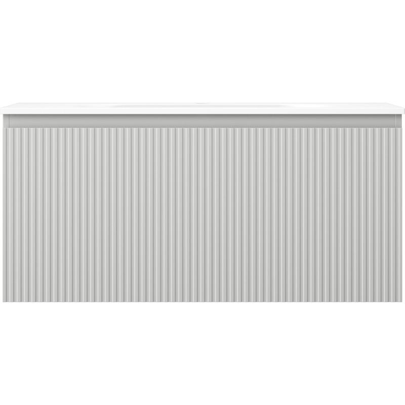 Mexen Rivel armoire de salle de bain 100 cm avec lavabo Vela, 1 tiroir, rainuré, gris mat/blanc mat - 91A20-10047-1-BF62-W23M01