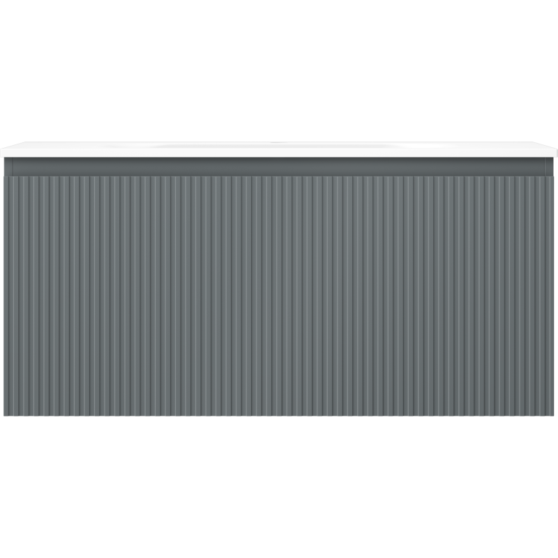 Mexen Rivel armoire de salle de bain 100 cm avec lavabo Vela, 1 tiroir, rainurée, graphite mat/blanc mat