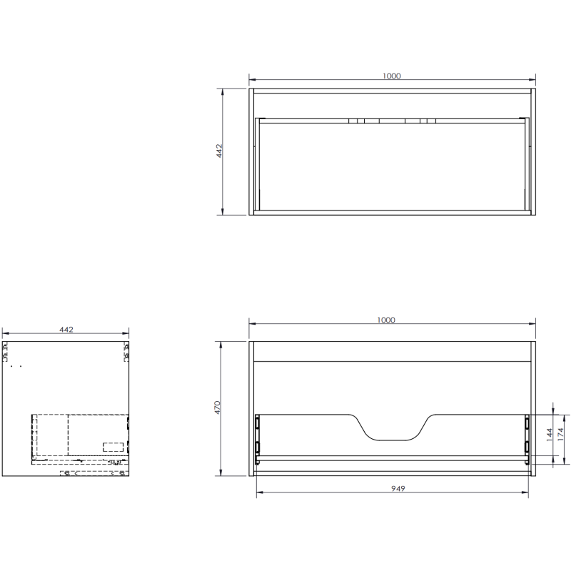 Mexen Rivel armoire de salle de bain 100 cm avec lavabo Vela, 1 tiroir, rainurée, graphite mat/blanc mat