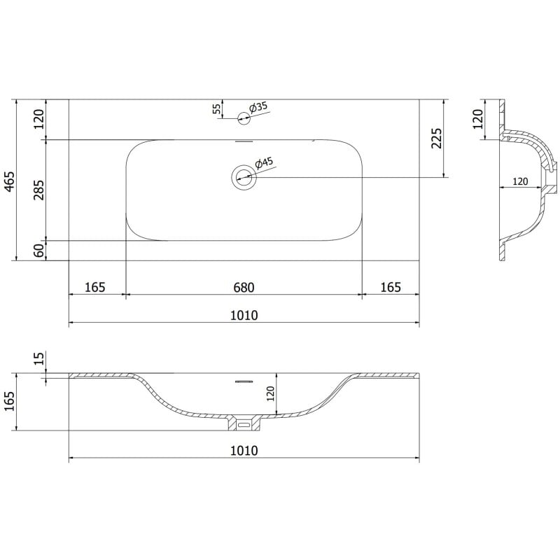 Mexen Rivel armoire de salle de bain 100 cm avec lavabo Vela, 1 tiroir, rainurée, graphite mat/blanc mat