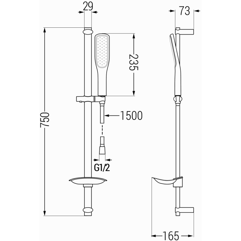 Mexen DB49 ensemble de douche coulissant, noir - 785494584-75