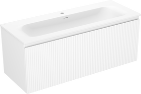 Mexen Rivel meuble de salle de bains 120 cm avec lavabo Vela, 1 tiroir, rainuré, blanc mat - 91A20-12047-1-BF01-W23M01