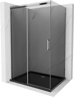 Mexen Omega cabine de douche coulissante 100 x 80 cm, graphite, chrome + receveur plat, noir - 825-100-080-01-40-4070