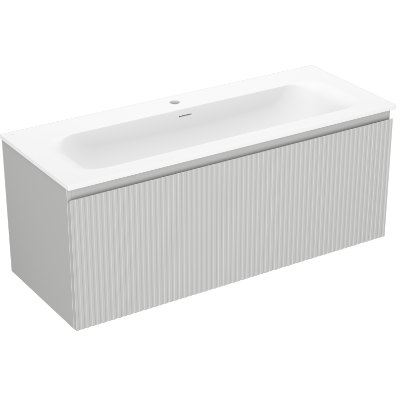 Mexen Rivel armoire de salle de bain 120 cm avec lavabo Vela, 1 tiroir, rainuré, gris mat/blanc mat - 91A20-12047-1-BF62-W23M01