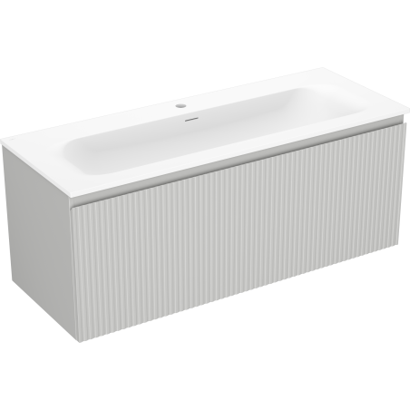 Mexen Rivel armoire de salle de bain 120 cm avec lavabo Vela, 1 tiroir, rainurée, gris mat/blanc mat